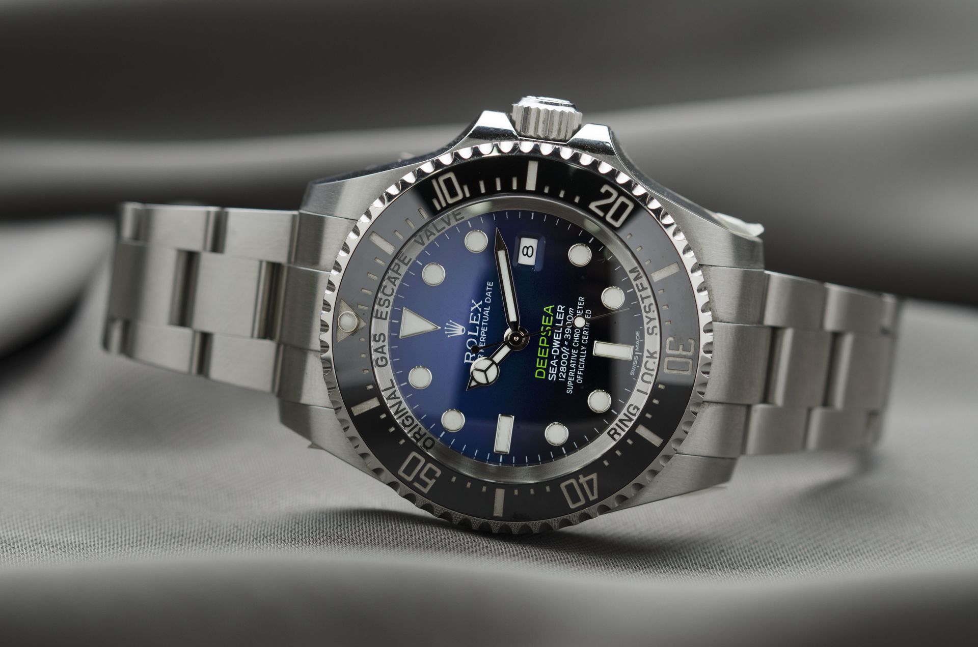 Rolex Deepsea with a blue dial and stainless-steel bracelet