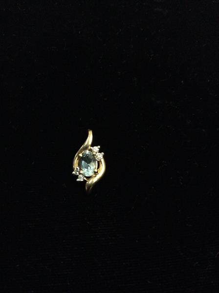10K 1GR DIA CTW .12 AQUA PENDANT