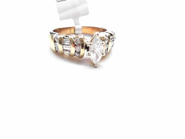 Lady’s Diamond Engagement Ring 19 Diamonds 1.04 Carat T.W. 14K Yellow Gold 7g