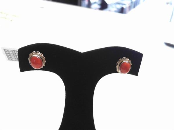 Coral Gold-Stone Earrings 14K Yellow Gold 3.1g