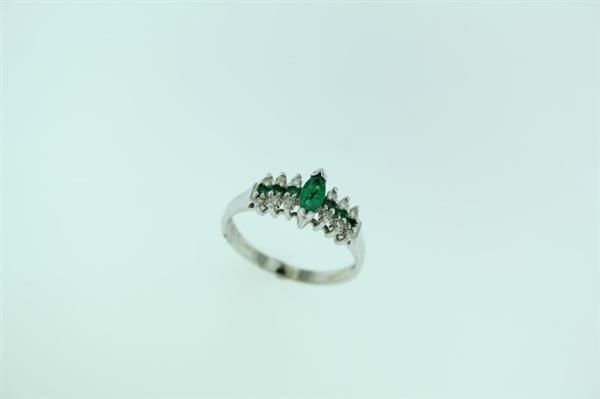 Emerald Lady’s Stone & Diamond Ring 12 Diamonds .24 Carat T.W. 14K Yellow Gold