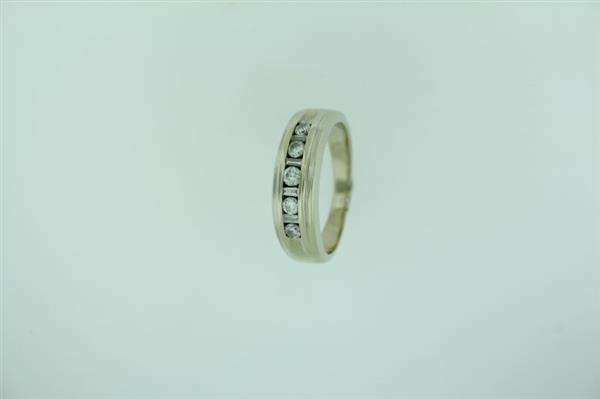Gent’s Gold-Diamond Wedding Band 5 Diamonds .50 Carat T.W. 14K White Gold 6.2g