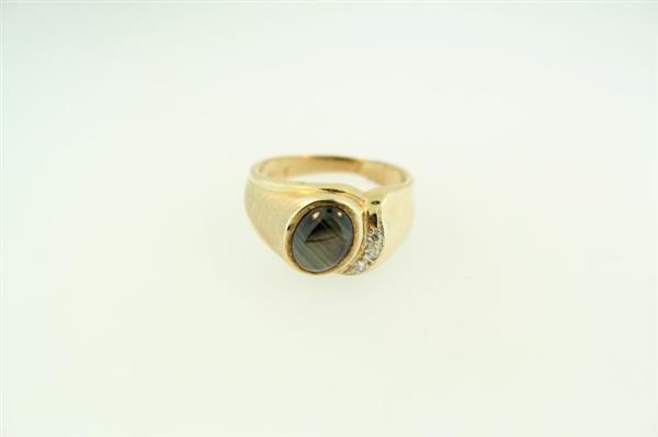 Black Stone Gent’s Stone & Diamond Ring 3 Diamonds .06 Carat T.W.