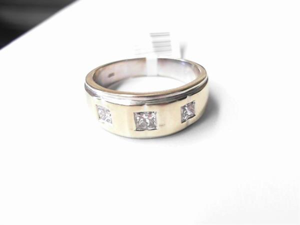 Gent’s Diamond Fashion Ring 3 Diamonds .62 Carat T.W. 14K White Gold 6.6g
