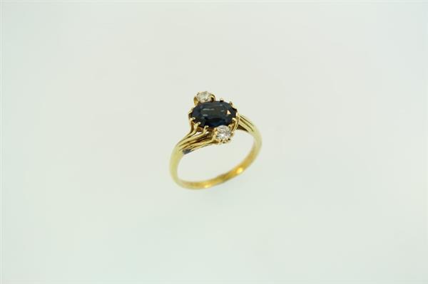 Blue Stone Lady’s Stone & Diamond Ring 2 Diamonds .20 Carat T.W.