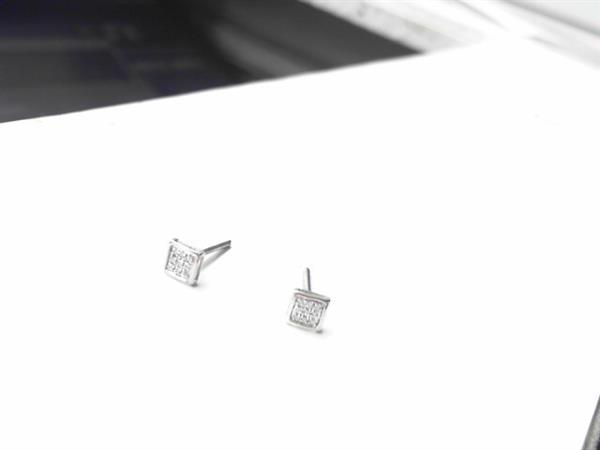 Silver-Diamond Earrings 925 Silver 0.7g