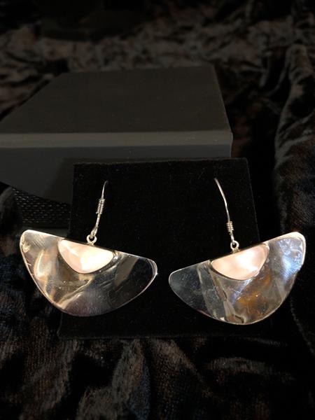 Mother Of Pearl Silver-Stone Earrings 925 Silver 6g