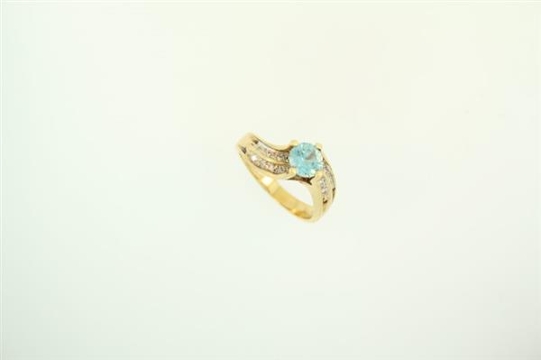 Blue Topaz Lady’s Stone & Diamond Ring 18 Diamonds .36 Carat T.W.