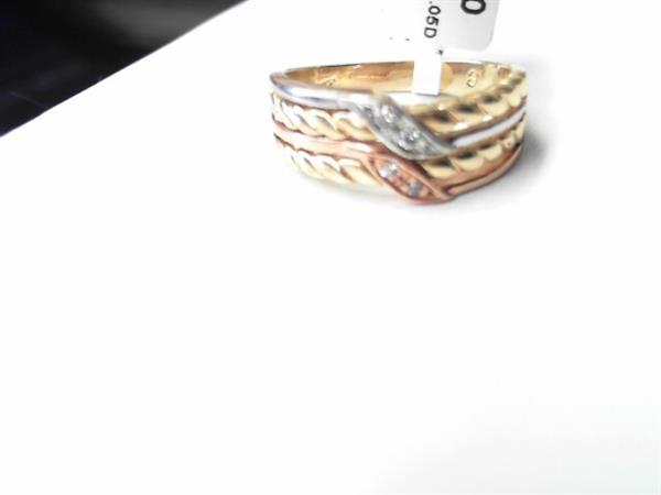 Lady’s Diamond Fashion Ring 4 Diamonds .04 Carat T.W. 14K Tri-color Gold 4.7g