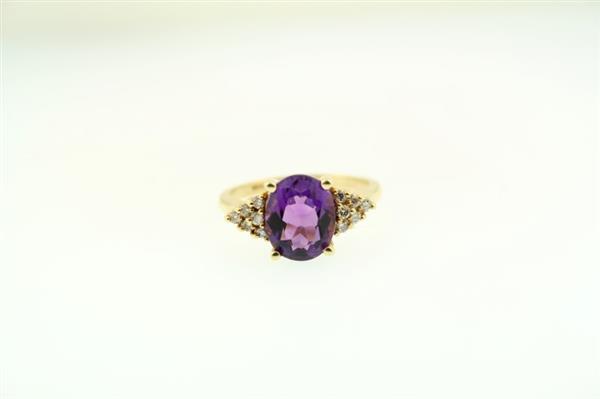Amethyst Lady’s Stone & Diamond Ring 12 Diamonds .36 Carat T.W. 14K Yellow Gold