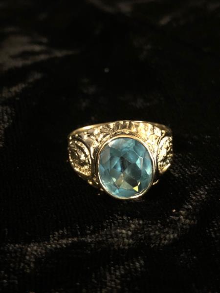 Blue Stone Gent’s Stone Ring 14K Yellow Gold 5.4g