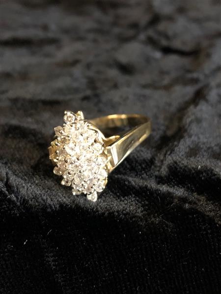 Lady’s Diamond Cluster Ring 29 Diamonds .66 Carat T.W. 14K Yellow Gold 6.2g