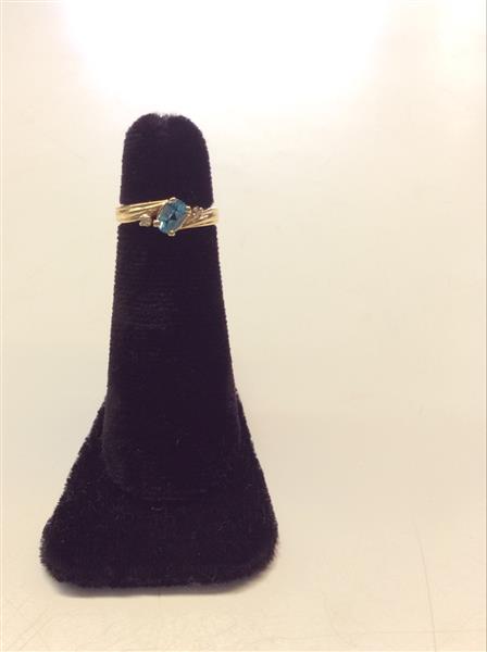 Blue Topaz Lady’s Stone & Diamond Ring 2 Diamonds .02 Carat T.W.