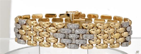 Gold-Diamond Bracelet 38 Diamonds .60 Carat T.W. 14K 2 Tone Gold 28.7g