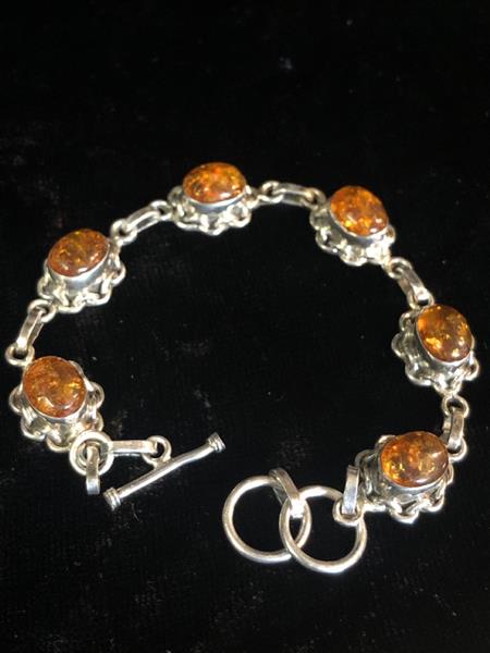 Amber Silver-Stone Bracelet 925 Silver 16.3g