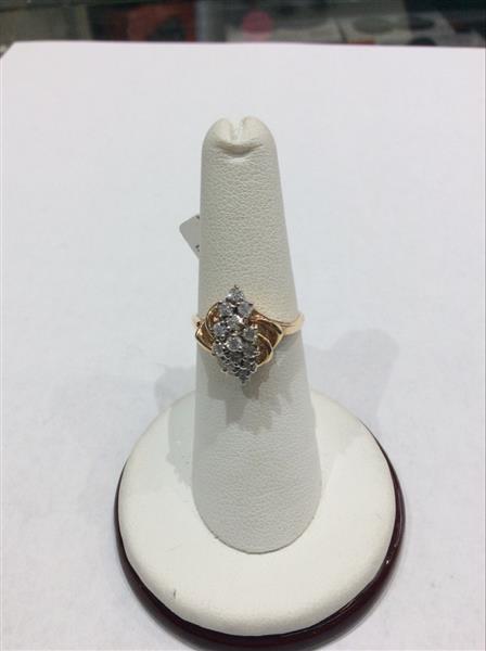 Lady’s Diamond Cluster Ring 13 Diamonds .65 Carat T.W. 14K Yellow Gold 3.4g