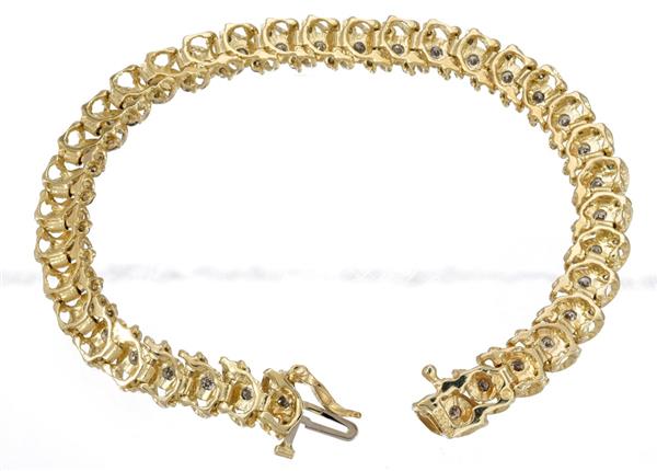 Gold-Diamond Bracelet 117 Diamonds 1.95 Carat T.W. 10K Yellow Gold 13.7g