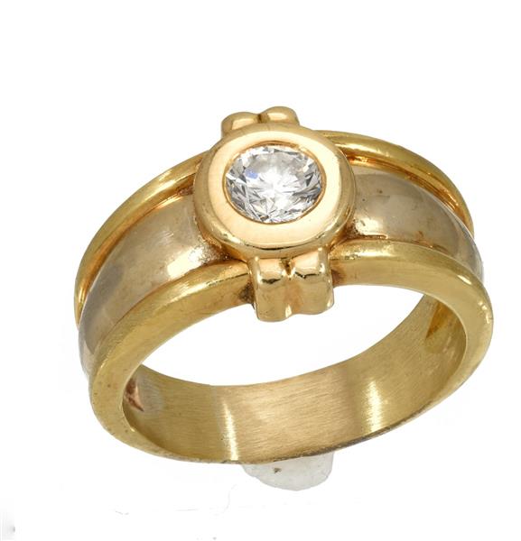 Gent’s Diamond Solitaire Ring .75 CT. 18K 2 Tone Gold 12.8g
