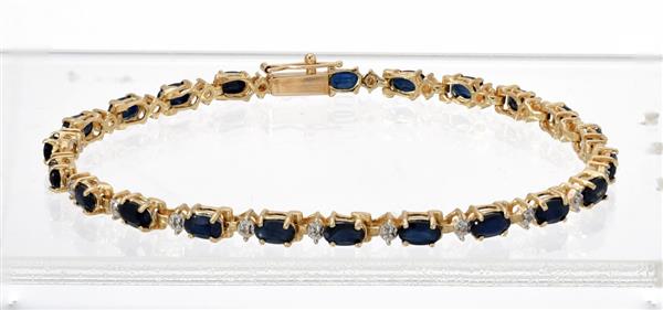 Sapphire Gold-Diamond & Stone Bracelet 22 Diamonds .22 Carat T.W.
