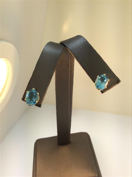 Blue Stone Gold-Stone Earrings 14K Yellow Gold 1.1g