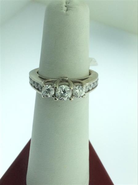 Lady’s Diamond Engagement Ring 15 Diamonds 1.35 Carat T.W. 14K White Gold 6g