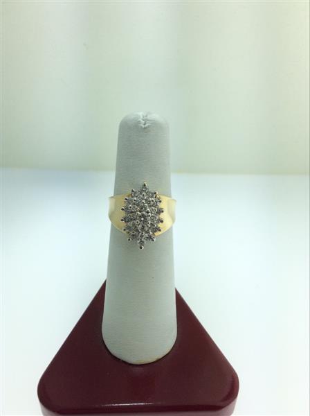 Lady’s Diamond Cluster Ring 29 Diamonds .82 Carat T.W. 14K Yellow Gold 6.3g
