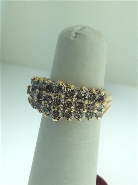Lady’s Diamond Cluster Ring 27 Diamonds 1.50 Carat T.W. 10K Yellow Gold 4.7g