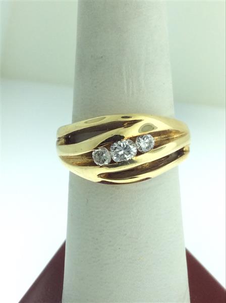 Gent’s Diamond Fashion Ring 3 Diamonds .35 Carat T.W. 14K Yellow Gold 9.8g
