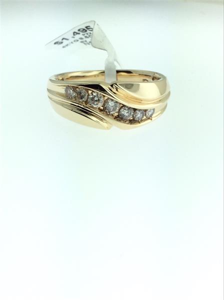 Gent’s Gold-Diamond Wedding Band 7 Diamonds .49 Carat T.W. 14K Yellow Gold 8.6g