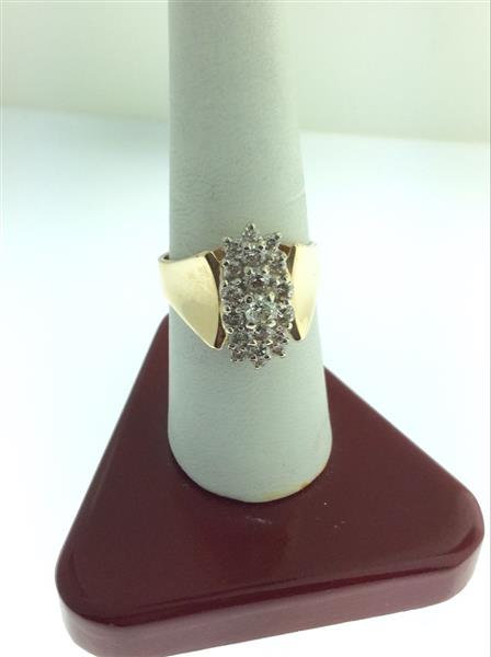 Lady’s Diamond Cluster Ring 19 Diamonds 1.21 Carat T.W. 14K Yellow Gold 5.6g