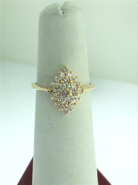 Lady’s Diamond Cluster Ring 25 Diamonds .75 Carat T.W. 14K Yellow Gold 3.2g