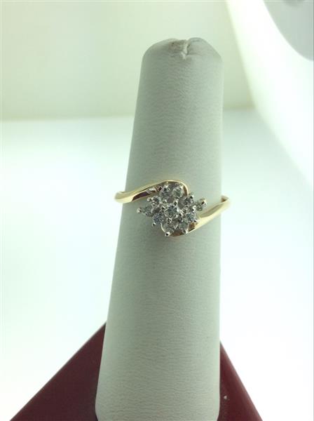 Lady’s Diamond Cluster Ring 12 Diamonds .24 Carat T.W. 14K Yellow Gold 4g