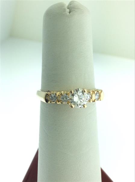Lady’s Diamond Engagement Ring 5 Diamonds .70 Carat T.W. 14K Yellow Gold 2.9g