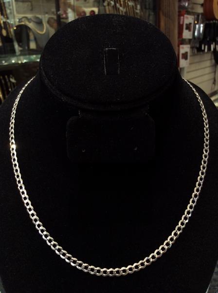24″ Gold Curb Chain 14K White Gold 14.4g