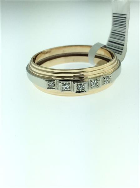 Gent’s Gold-Diamond Wedding Band 5 Diamonds .10 Carat T.W. 14K Yellow Gold 5.9g