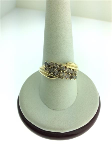 Lady’s Diamond Cluster Ring 14 Diamonds 1.08 Carat T.W. 10K Yellow Gold 3.7g