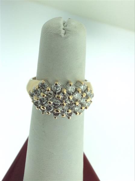 Lady’s Diamond Cluster Ring 23 Diamonds 1.15 Carat T.W. 10K Yellow Gold 4.5g