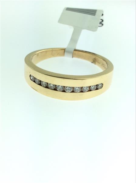 Gent’s Gold-Diamond Wedding Band 10 Diamonds .20 Carat T.W. 14K Yellow Gold