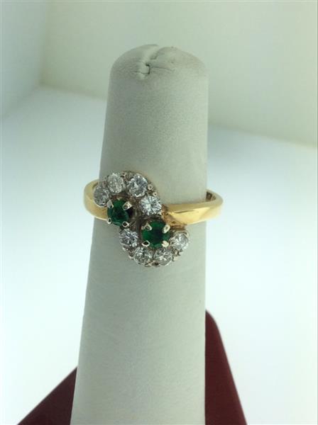 Emerald Lady’s Stone & Diamond Ring 8 Diamonds .96 Carat T.W. 14K Yellow Gold