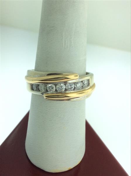 Gent’s Gold-Diamond Wedding Band 7 Diamonds .70 Carat T.W. 14K 2 Tone Gold 9.9g