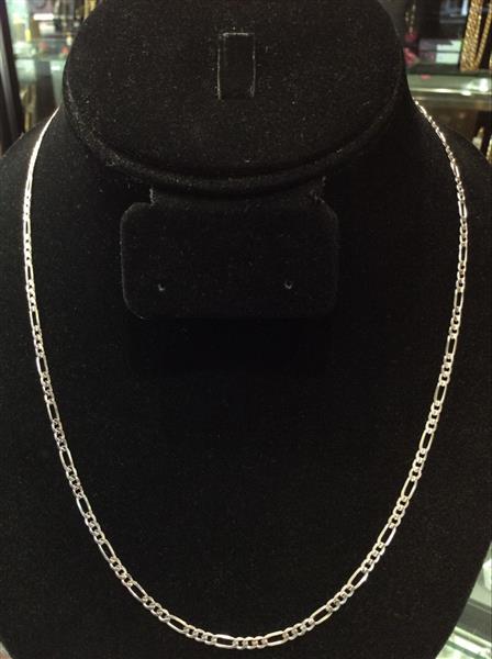 20″ Gold Figaro Chain 14K White Gold 5.7g