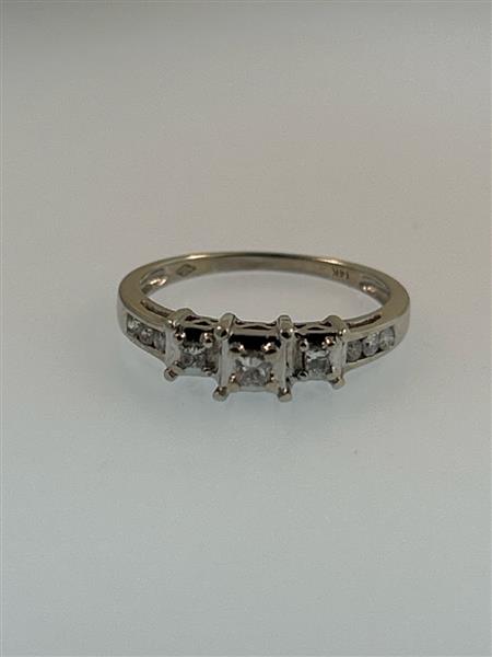 Lady’s Diamond Engagement Ring 9 Diamonds .34 Carat T.W. 14K White Gold 2.3g