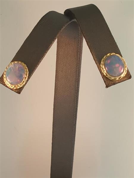 Opal Gold-Stone Earrings 14K Yellow Gold 2.3g