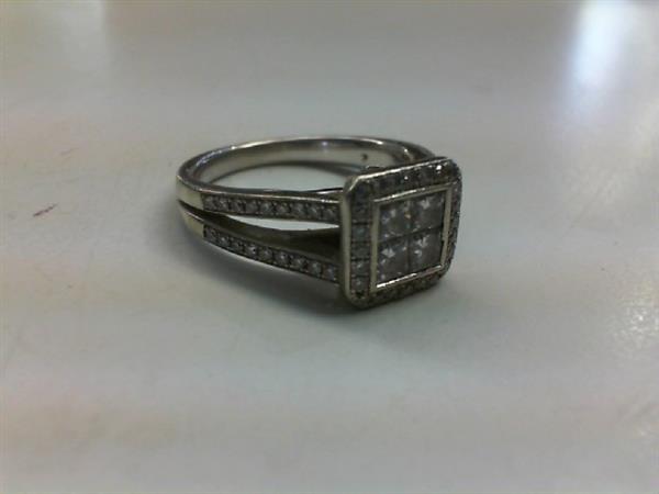 Lady’s Diamond Cluster Ring 66 Diamonds 1.34 Carat T.W. 14K White Gold 5.4g