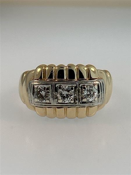 Gent’s Diamond Fashion Ring 3 Diamonds .75 Carat T.W. 14K Yellow Gold 7.4g