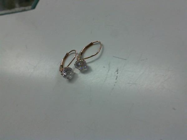 White Stone Gold-Stone Earrings 10K Yellow Gold 1.1g