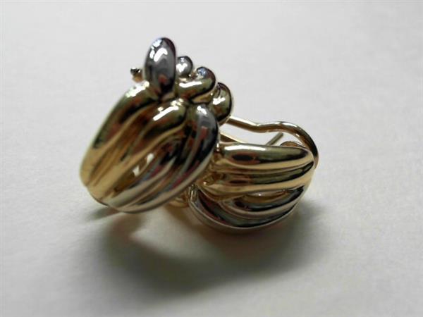 Gold Earrings 18K 2 Tone Gold 16.1g