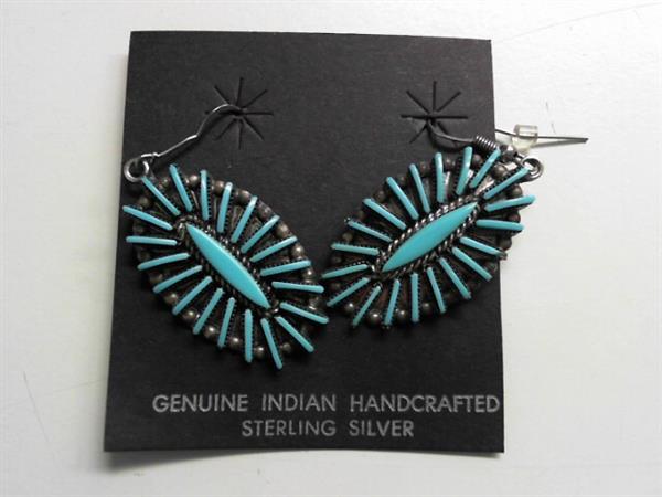 Synthetic Turquoise Silver-Stone Earrings 925 Silver 8.4g