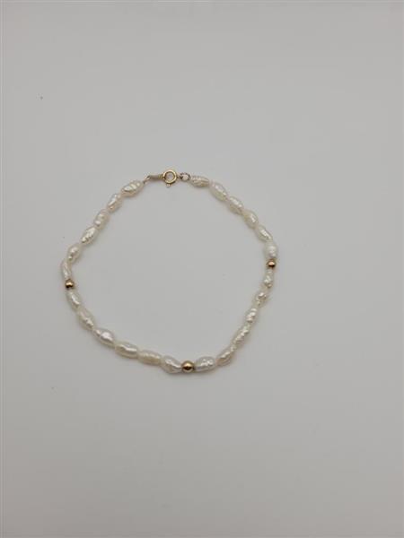 Pearl Gold-Stone Bracelet 14K Yellow Gold 2.8g