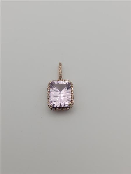 Purple Stone 32 Diamonds .160 Carat T.W. 10K Rose Gold 1.8g